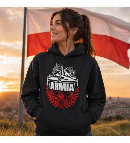 Damska bluza z kapturem- ARMIA (BIAŁO-CZERWONY)